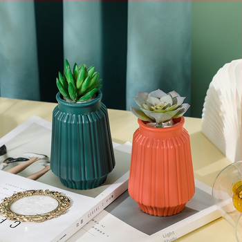 Vază nordică cu aspect ceramic pentru flori uscate, din plastic, decor pentru sufragerie, comodă TV și masă de dining