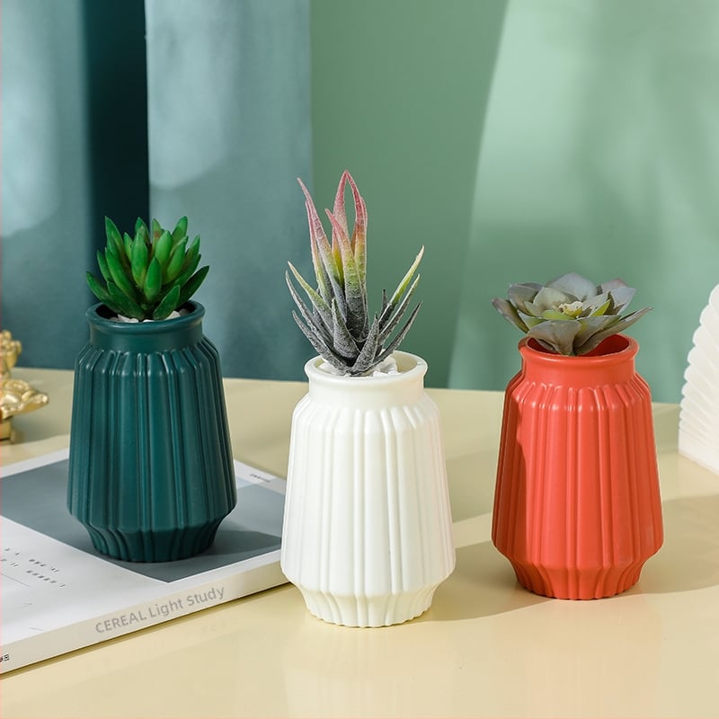 Vază nordică cu aspect ceramic pentru flori uscate, din plastic, decor pentru sufragerie, comodă TV și masă de dining