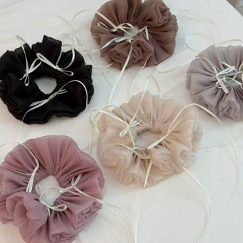 Elastic de păr în stil coreean, inspirat de balet, cu funda din panglică, din tul, dulce și versatil, bentiță pentru păr pentru fete