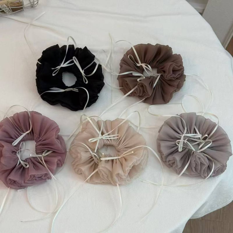 Elastic de păr în stil coreean, inspirat de balet, cu funda din panglică, din tul, dulce și versatil, bentiță pentru păr pentru fete