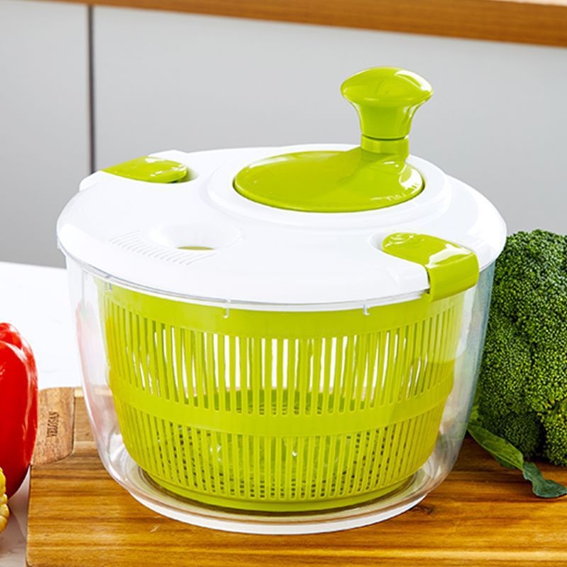 Dehidrator din plastic pentru salate și legume, cu bazin de scurgere manual și coș de spălare pentru bucătărie