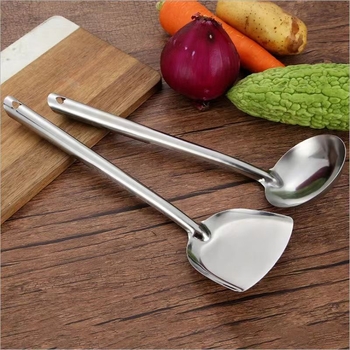 Set de ustensile de bucătărie din oțel inoxidabil: spatulă pentru wok, spatulă de bucătărie, lingură pentru orez, lingură de supă și lingură de bucătărie