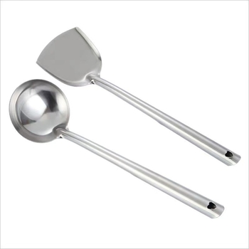 Set de ustensile de bucătărie din oțel inoxidabil: spatulă pentru wok, spatulă de bucătărie, lingură pentru orez, lingură de supă și lingură de bucătărie