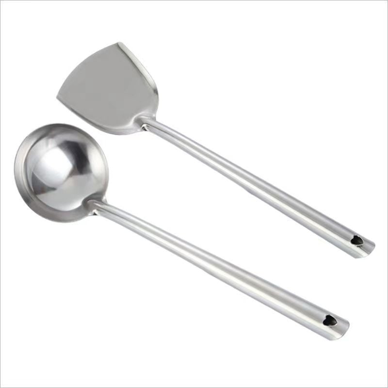Set de ustensile de bucătărie din oțel inoxidabil: spatulă pentru wok, spatulă de bucătărie, lingură pentru orez, lingură de supă și lingură de bucătărie