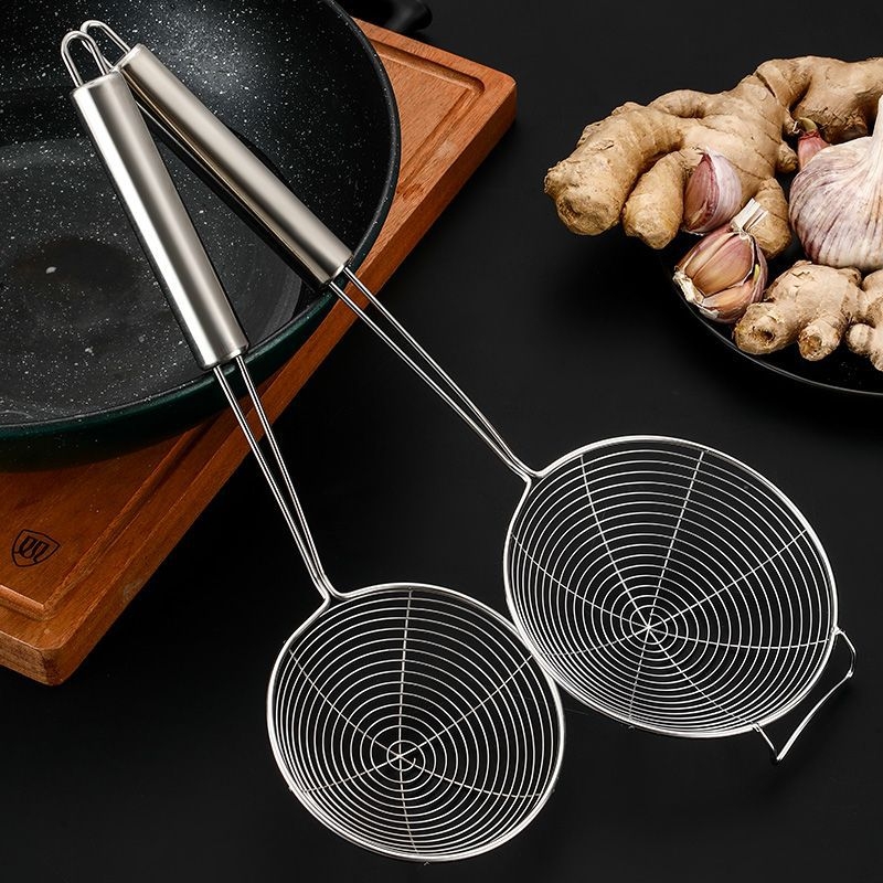 Lingură de strecurare din oțel inoxidabil pentru găluște, tăiței și hot pot — filtru și lingură de prăjit