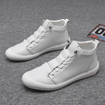 Pantofi sport pentru bărbați din piele, de toamnă, în stil coreean, casual, albi, model Z86-C