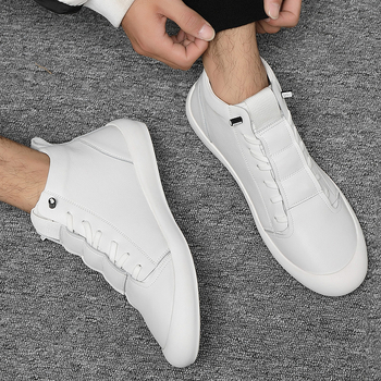 Pantofi sport pentru bărbați din piele, de toamnă, în stil coreean, casual, albi, model Z86-C