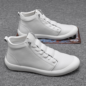 Pantofi sport pentru bărbați din piele, de toamnă, în stil coreean, casual, albi, model Z86-C
