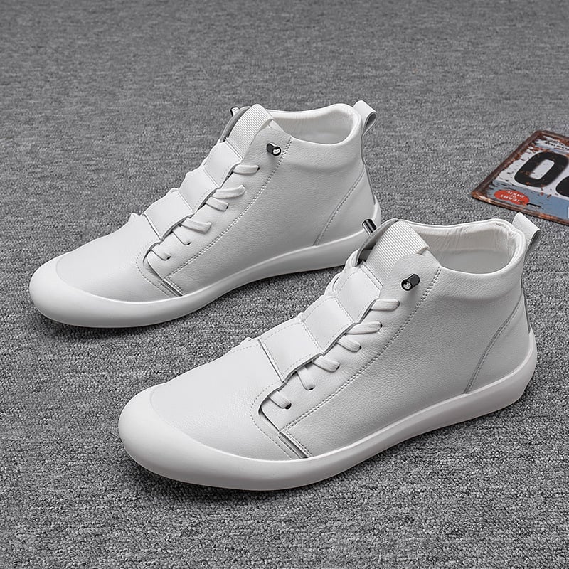 Pantofi sport pentru bărbați din piele, de toamnă, în stil coreean, casual, albi, model Z86-C