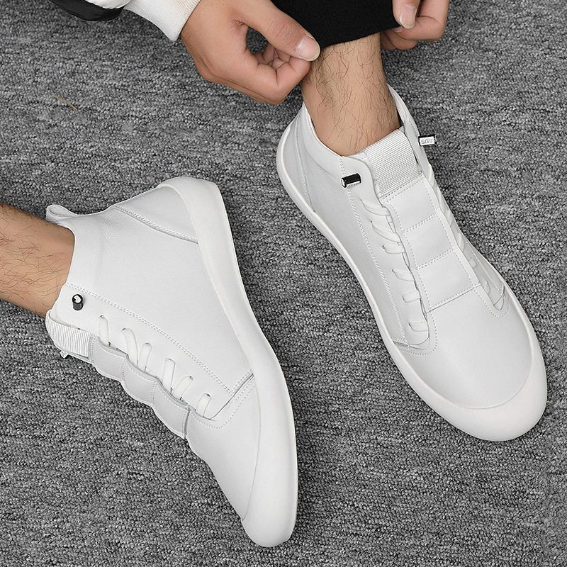 Pantofi sport pentru bărbați din piele, de toamnă, în stil coreean, casual, albi, model Z86-C