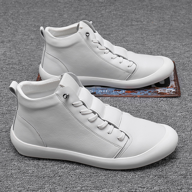 Pantofi sport pentru bărbați din piele, de toamnă, în stil coreean, casual, albi, model Z86-C