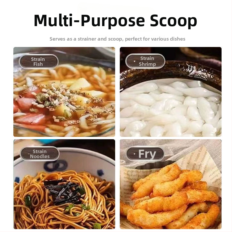 Lingură strecurătoare din oțel inoxidabil cu găuri mari pentru paste, supe și fructe de mare
