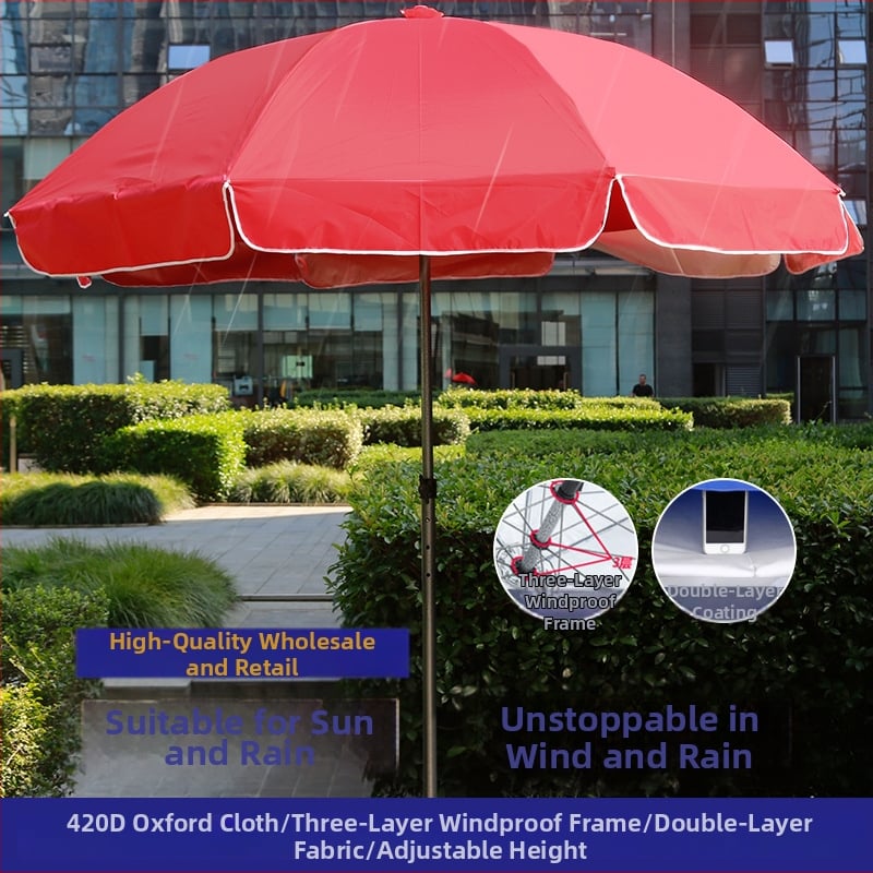 Umbrelă de soare pentru exterior, 3 m, cu imprimare personalizată — umbrelă publicitară mare pentru plajă