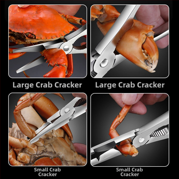 Instrumente din oțel inoxidabil pentru mâncarea crabilor – set de 2 piese: furculiță pentru crab și clește