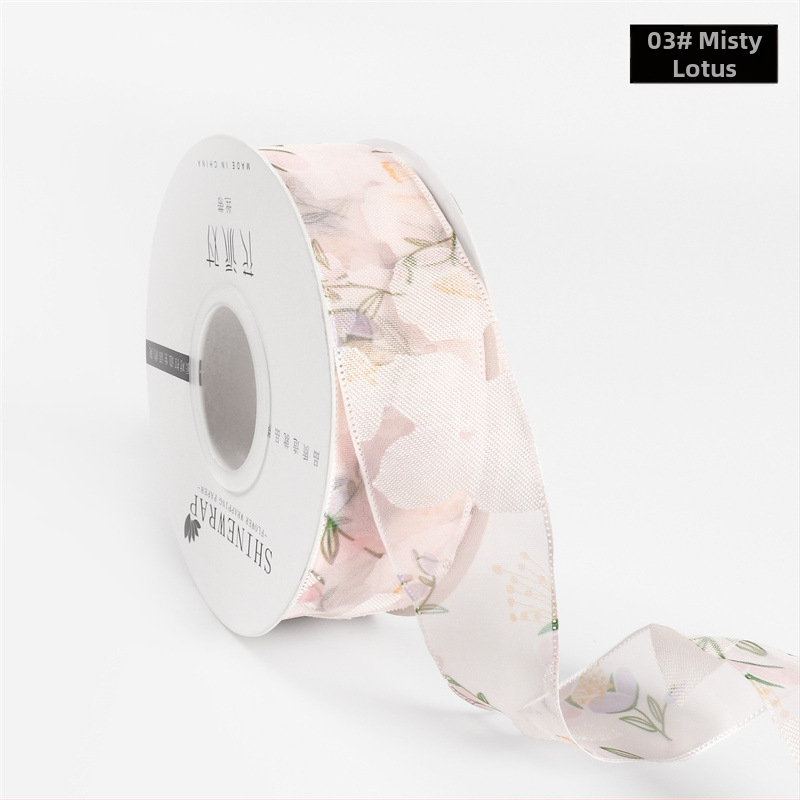 panglică decorativă din poliester pentru împachetarea buchetelor – panglică cu model floral, de înaltă calitate