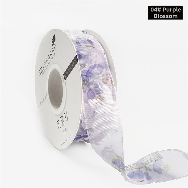 panglică decorativă din poliester pentru împachetarea buchetelor – panglică cu model floral, de înaltă calitate