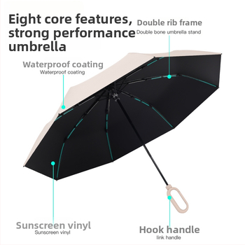 Xuyu umbrelă pliabilă cu mecanism manual, 8 nervuri, protecție UV, pentru ploaie și soare