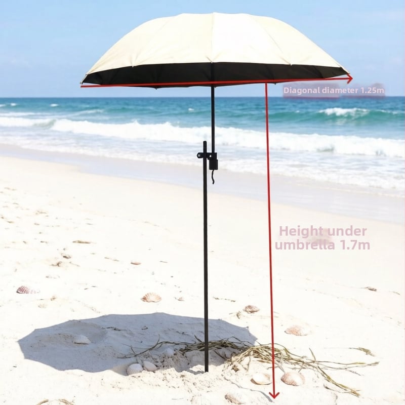 Umbrelă de plajă mare, 125 cm, cu știft de fixare în pământ, umbrelă de pescuit, umbrelă de soare portabilă pentru plajă, pentru joacă în nisip și apă