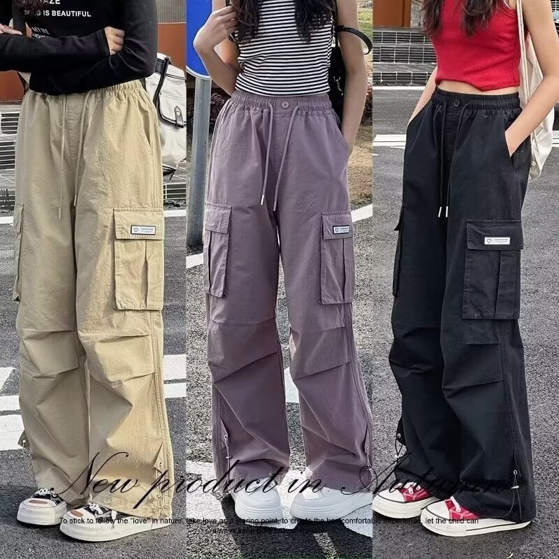 Pantaloni largi pentru fetițe mai mari, țesătură Ice Silk, stil casual, primăvară-vară 2024