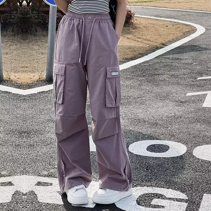 Pantaloni largi pentru fetițe mai mari, țesătură Ice Silk, stil casual, primăvară-vară 2024
