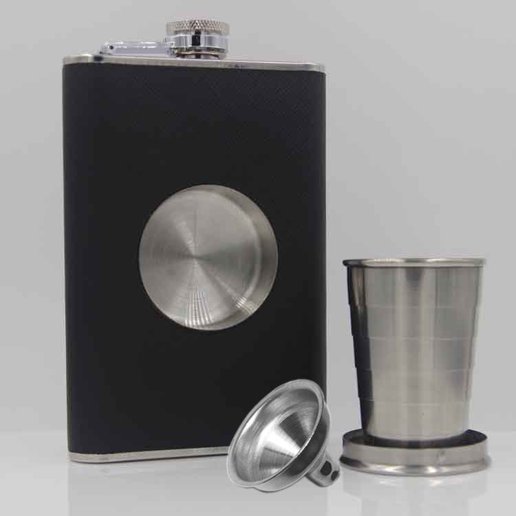 Flacon din oțel inoxidabil de 8 oz, pliabil, cu pâlnie și ceașcă telescopică – set de bar