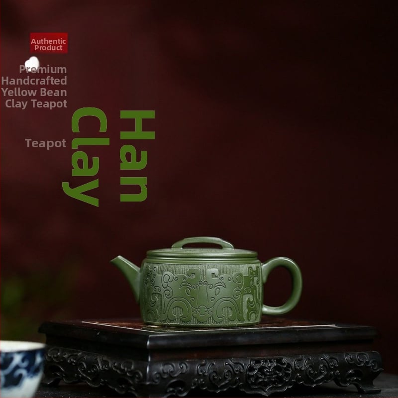 Ceainic premium din lut mov, set de ceai cu design inspirat de plăci bronze ale dinastiei Han