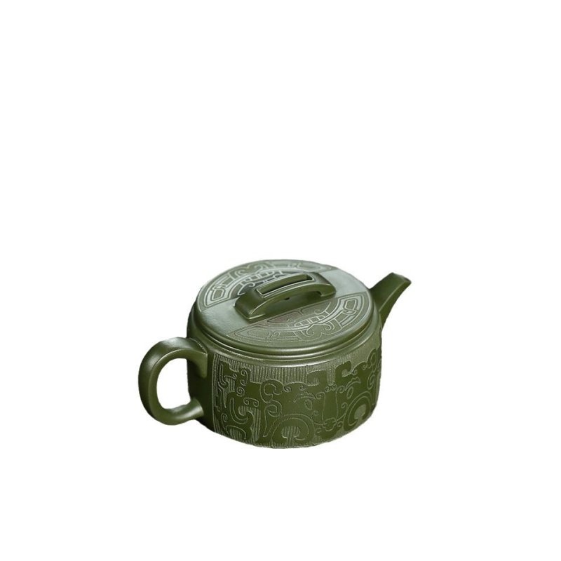 Ceainic premium din lut mov, set de ceai cu design inspirat de plăci bronze ale dinastiei Han