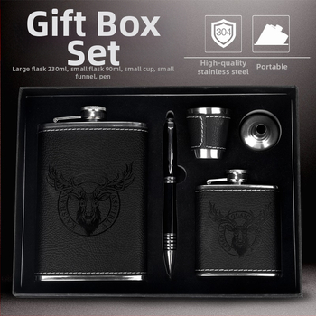 Set de hip-flasks din oțel inoxidabil 304, portabile pentru exterior, design îngroșat, sticle plate compacte