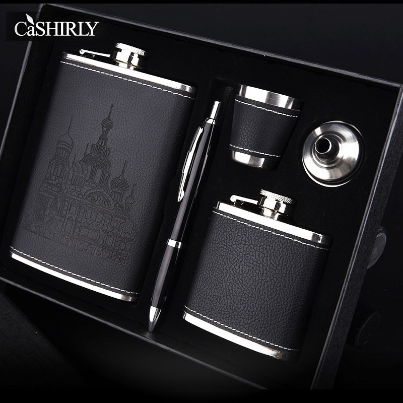 Set de hip-flasks din oțel inoxidabil 304, portabile pentru exterior, design îngroșat, sticle plate compacte