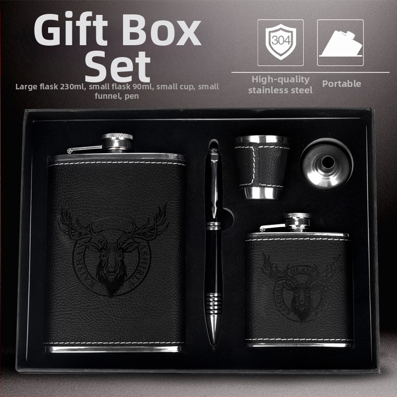 Set de hip-flasks din oțel inoxidabil 304, portabile pentru exterior, design îngroșat, sticle plate compacte