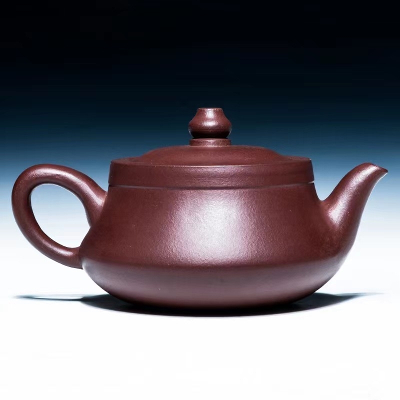 Ceainic autentic Yixing din lut mov, pictat manual, design curbat, set Gongfu în cutie cadou