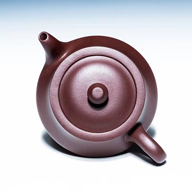 Ceainic autentic Yixing din lut mov, pictat manual, design curbat, set Gongfu în cutie cadou