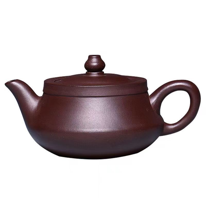 Ceainic autentic Yixing din lut mov, pictat manual, design curbat, set Gongfu în cutie cadou