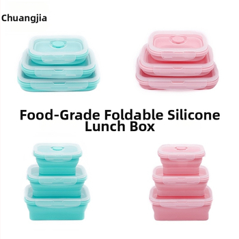 Set de trei cutii pentru prânz din silicon, portabile și izolate, compatibile cu microundele, cutii pentru prânz pentru copii