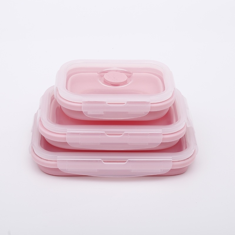 Set de trei cutii pentru prânz din silicon, portabile și izolate, compatibile cu microundele, cutii pentru prânz pentru copii
