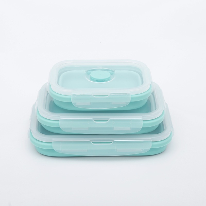 Set de trei cutii pentru prânz din silicon, portabile și izolate, compatibile cu microundele, cutii pentru prânz pentru copii
