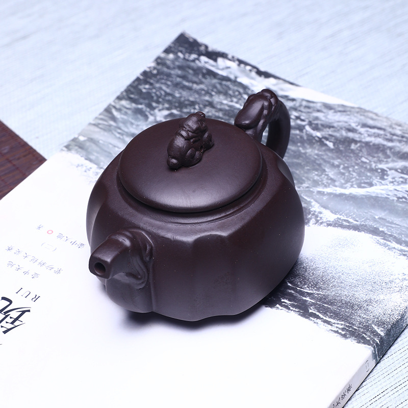 Ceainic Yixing Zisha, Dragon Zun pătrat, din lut purpuriu, set Gongfu pentru uz casnic