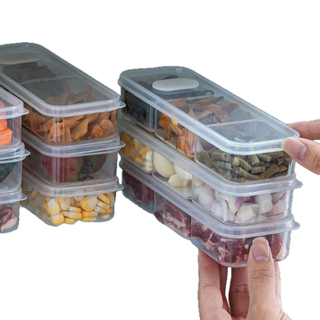 Cutie de depozitare pentru frigider, cu trei compartimente înguste, pentru păstrarea alimentelor proaspete și congelate