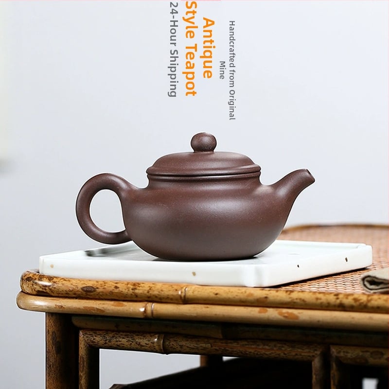 Ceainic Yixing din lut purpuriu, lucrat manual, capacitate mică, stil antic