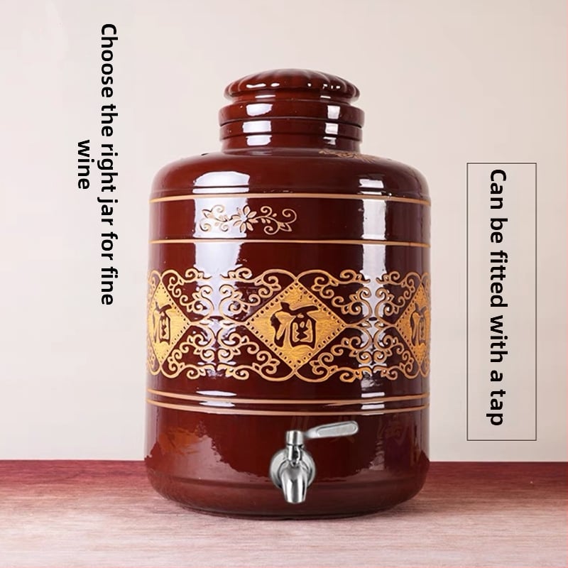 Sticlă ceramică pentru infuzie de vin cu robinet, ceramică îngroșată, sigilată pentru uz casnic, infuzie de ginseng