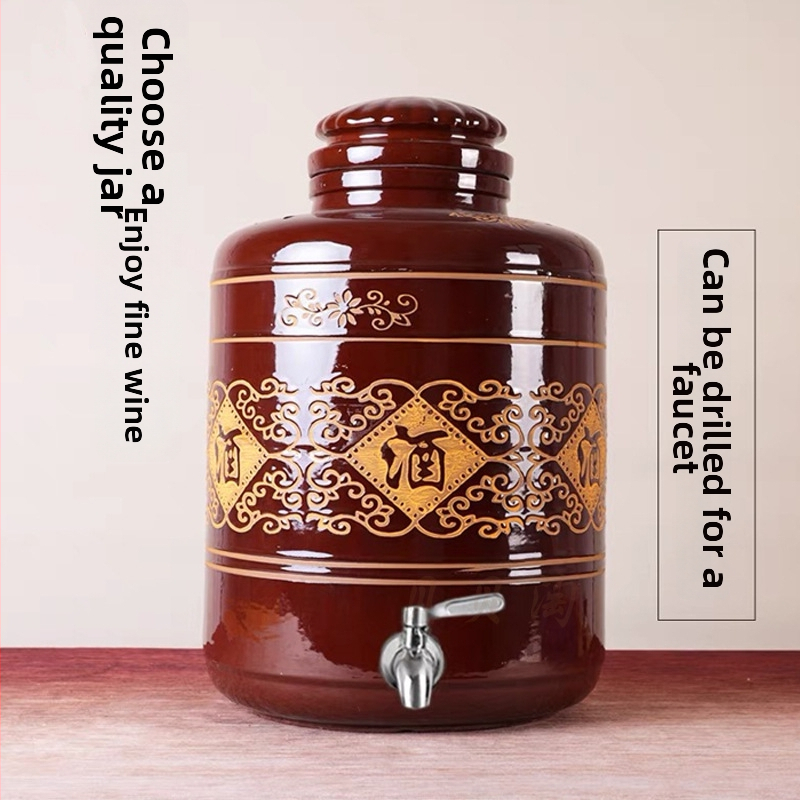 Sticlă ceramică pentru infuzie de vin cu robinet, ceramică îngroșată, sigilată pentru uz casnic, infuzie de ginseng