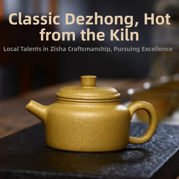 Ceainic Yixing Zisha din lut Sesame Duan, stil clasic Dezhong, pictat manual, pentru ceremonia Gongfu a ceaiului