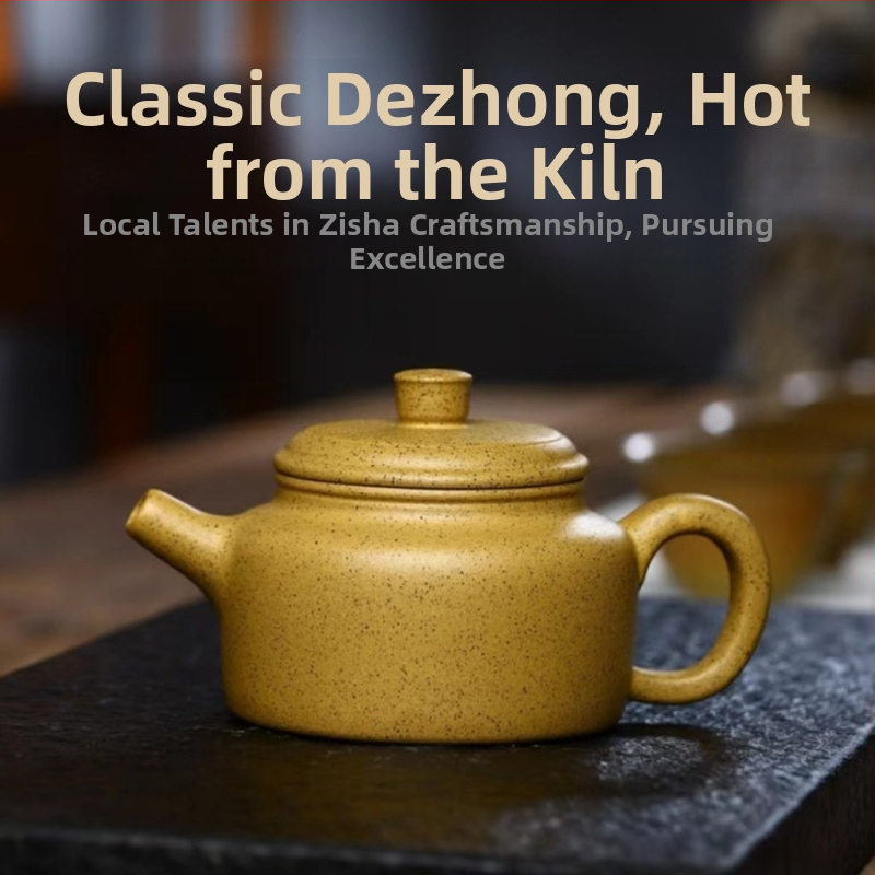 Ceainic Yixing Zisha din lut Sesame Duan, stil clasic Dezhong, pictat manual, pentru ceremonia Gongfu a ceaiului