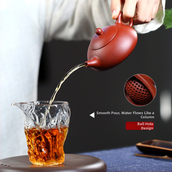 Ceainic din lut mov, lucrat manual, stil Dahongpao Dongpiao, 12669