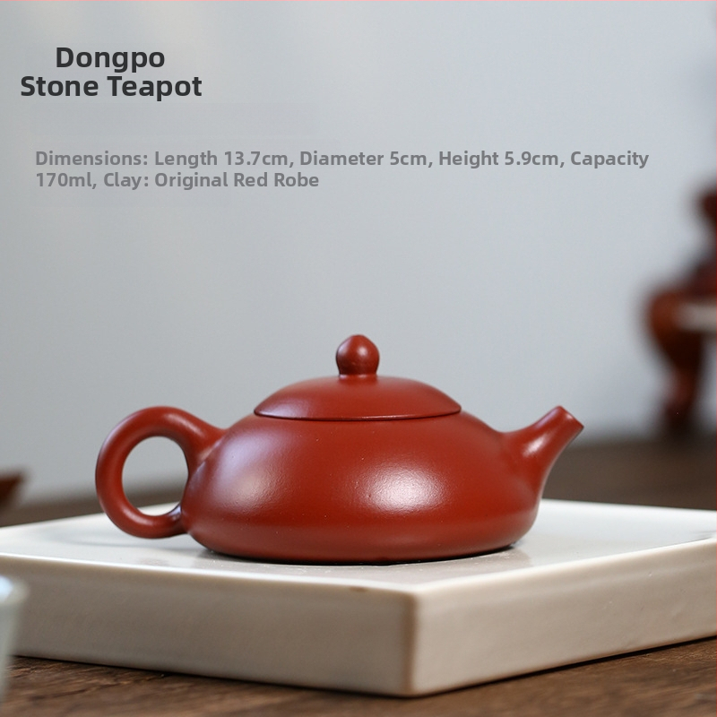 Ceainic din lut mov, lucrat manual, stil Dahongpao Dongpiao, 12669