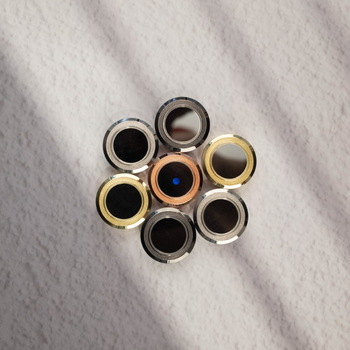 Cutie circulară din metal pentru diamante libere și pietre colorate, capac din piele, ambalaj cadou