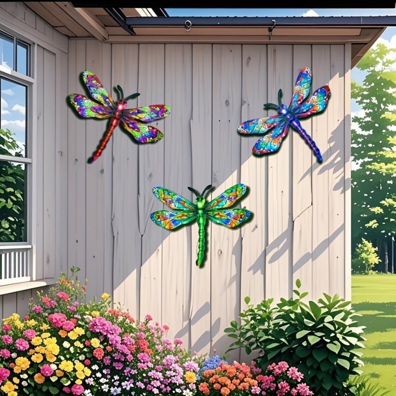 Decor de perete din fier cu dragonfly pentru exterior – pandantiv metalic