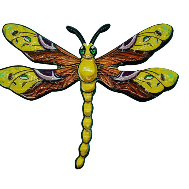 Decor de perete din fier cu dragonfly pentru exterior – pandantiv metalic