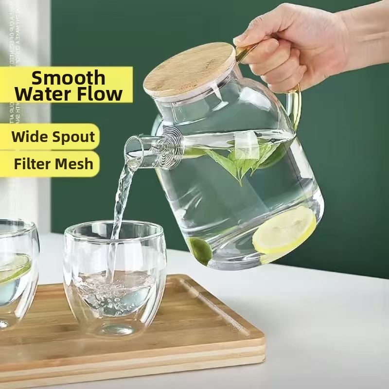 Ceainic din sticlă borosilicată rezistentă pentru plita electrică din ceramică, cană de suc cu capacitate mare, transparent, design modern.