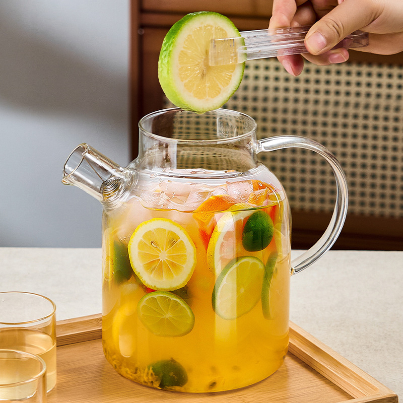 Ceainic din sticlă borosilicată rezistentă pentru plita electrică din ceramică, cană de suc cu capacitate mare, transparent, design modern.